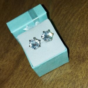 Moissanite Elegant Silver Stud Earrings
